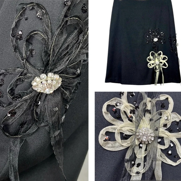 Ruth by Anthropologie skirt with ribbon appliqué flowers - size 4 - Picture 10 of 15